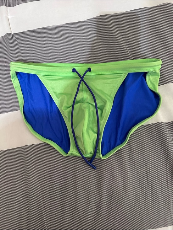 Hunk Menswear Other - USED HUNK Blue and Neon Green Swim Sport Briefs L